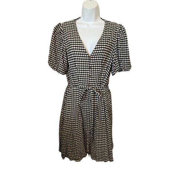 Böhme Black & White Gingham Button-Front Short Sleeve Dress – Size Small - Picture 1 of 7
